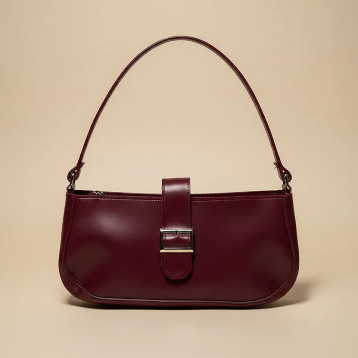 The Classic Buckle Baguette Burgundy 045