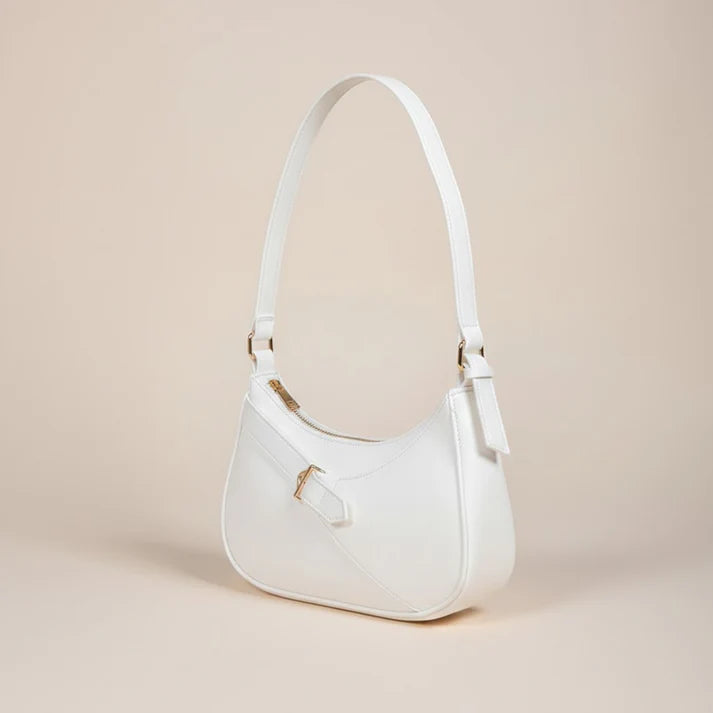The Crescent Buckle Shoulder Bag White 041