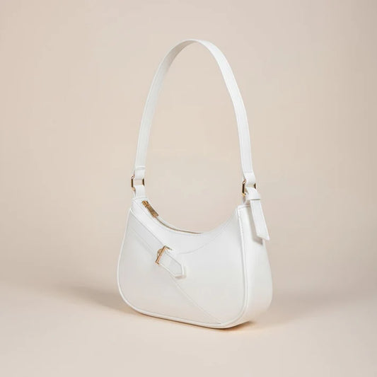 The Crescent Buckle Shoulder Bag White 041