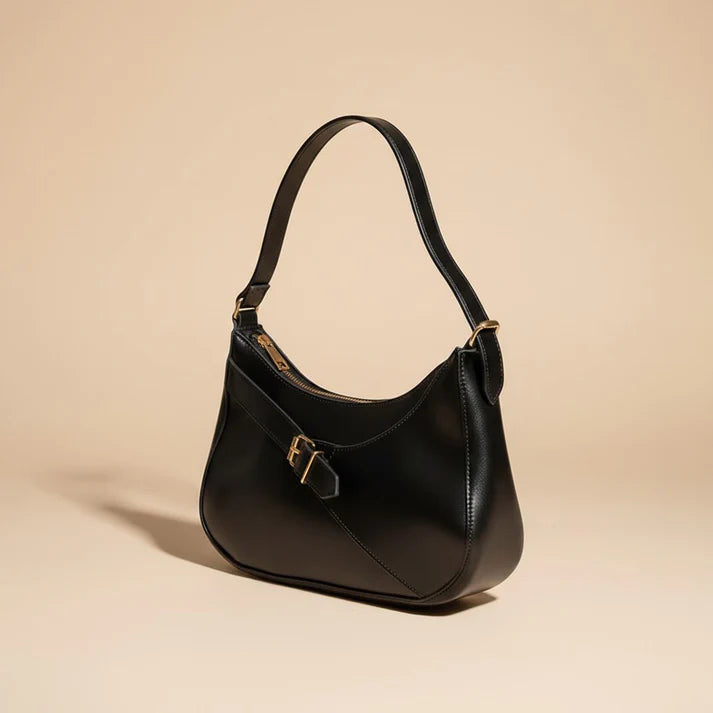 The Crescent Buckle Shoulder Bag Black 040