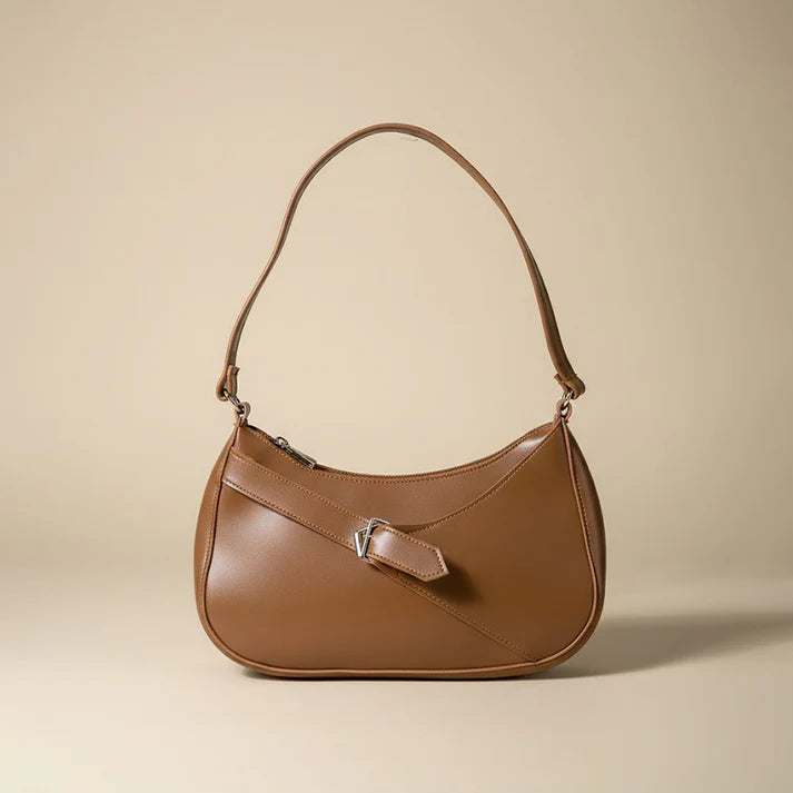 The Crescent Buckle Shoulder Bag Brown 042