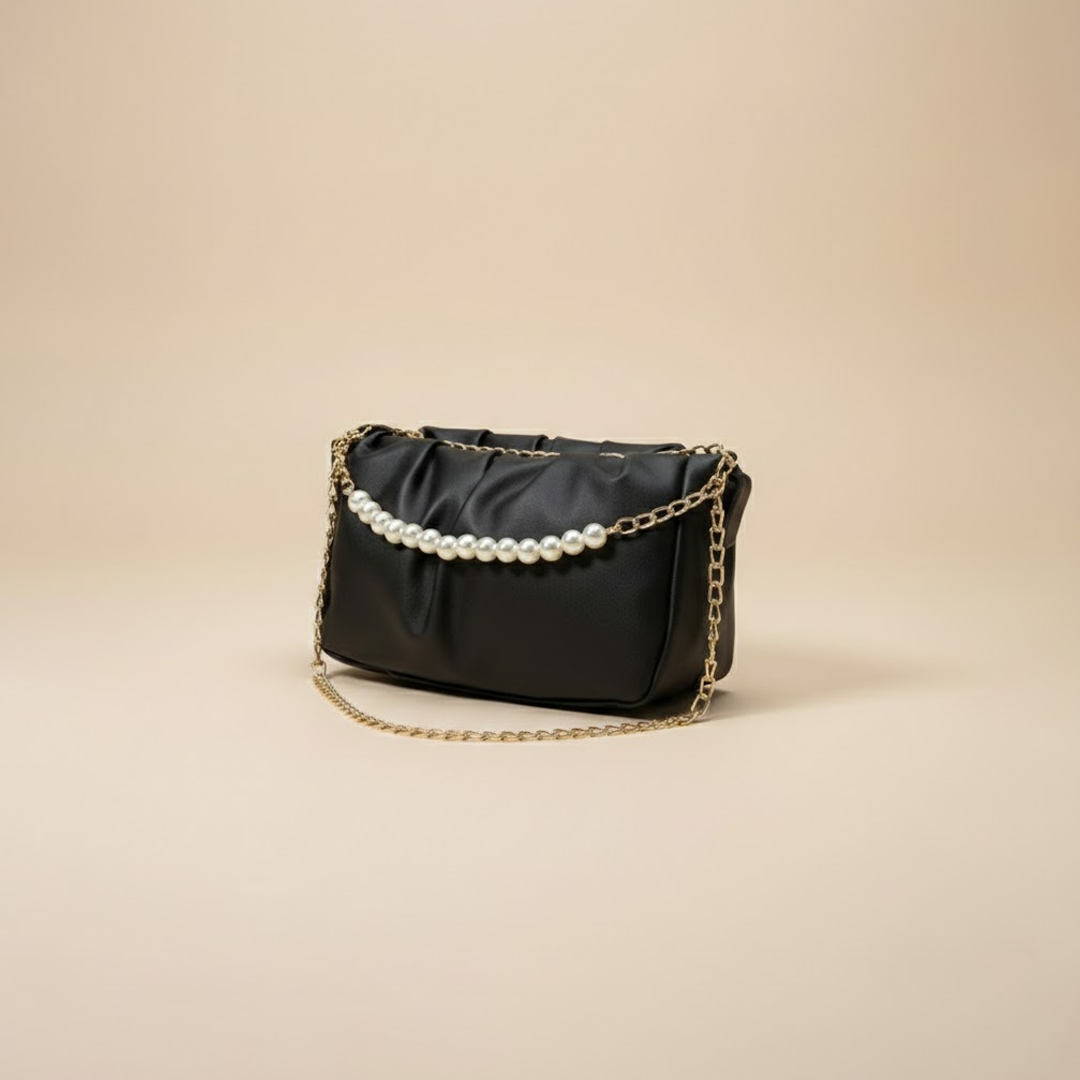 Glamorous Black Pearl-Chain Clutch 009