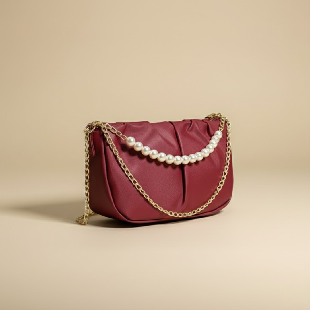 Glamorous Red Pearl-Chain Clutch 011