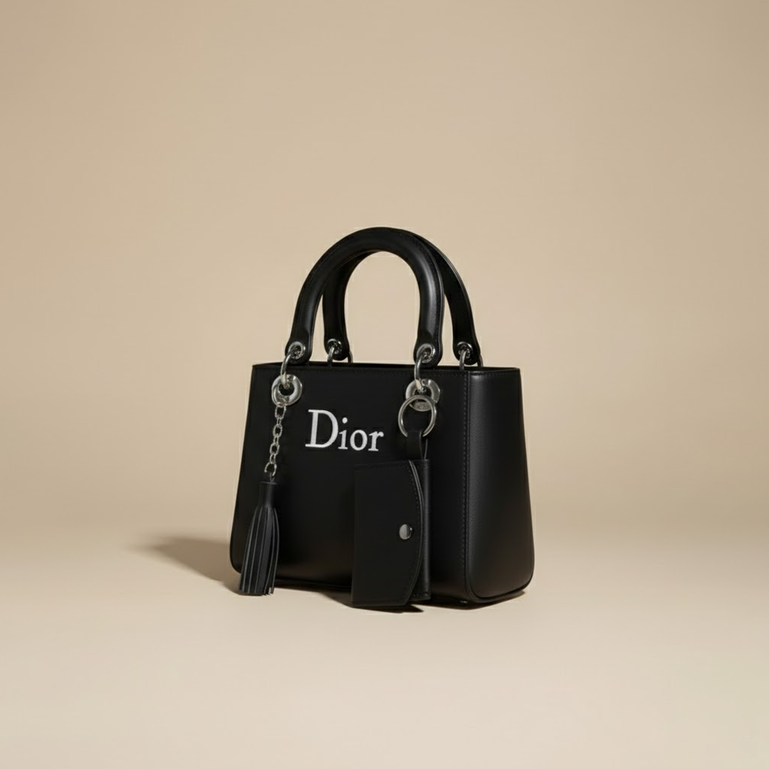 Dior Signature Black Top-Handle Handbag with Mini Pouch 016
