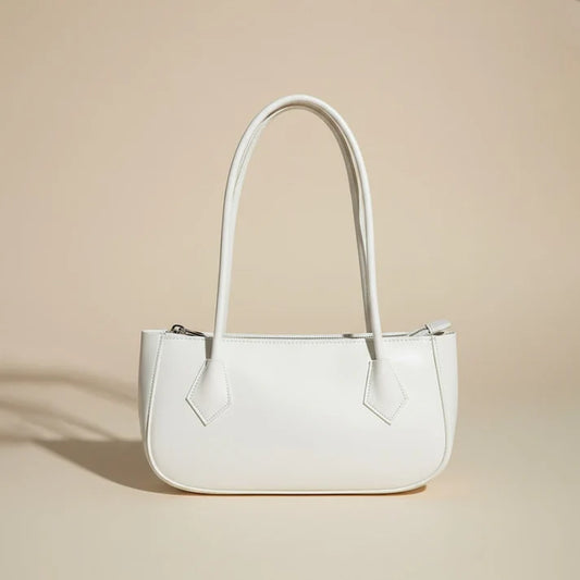 Sleek White Curve Shoulder Bag 037