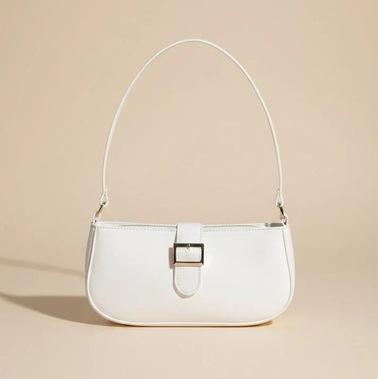 The Classic Buckle Baguette White 047