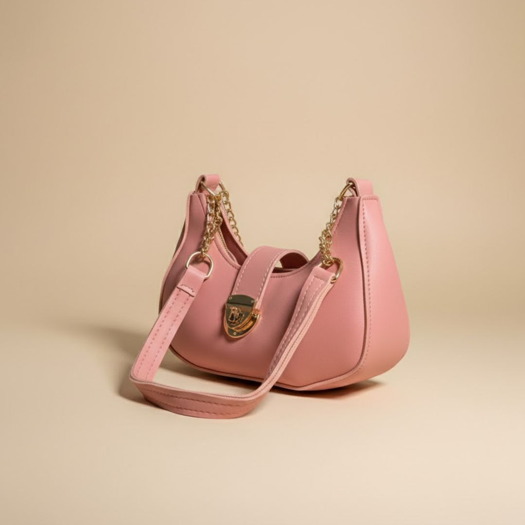Pink Crescent Crossbody – Luxury Gold Chain Edition 031