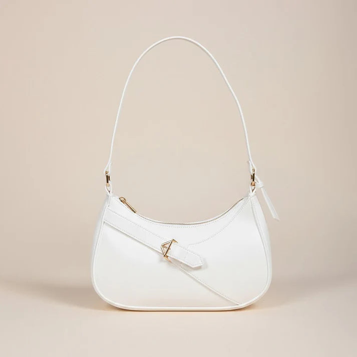 The Crescent Buckle Shoulder Bag White 041