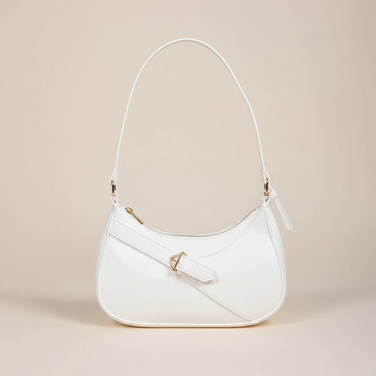 The Crescent Buckle Shoulder Bag White 041