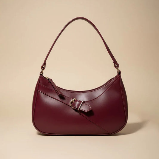 The Crescent Buckle Shoulder Bag Burgundy 043