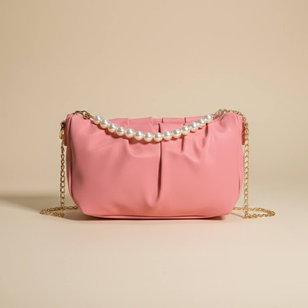 Glamorous Pink Pearl-Chain  Clutch 015