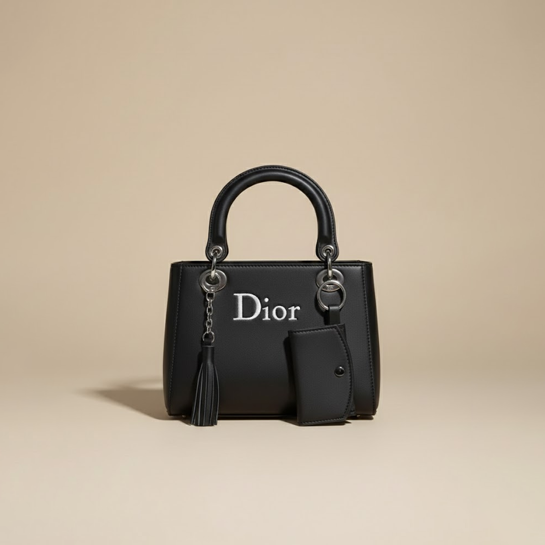 Dior Signature Black Top-Handle Handbag with Mini Pouch 016