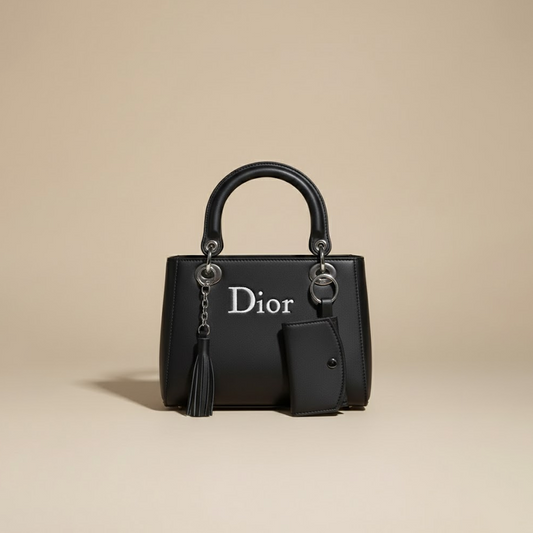 Dior Signature Black Top-Handle Handbag with Mini Pouch 016