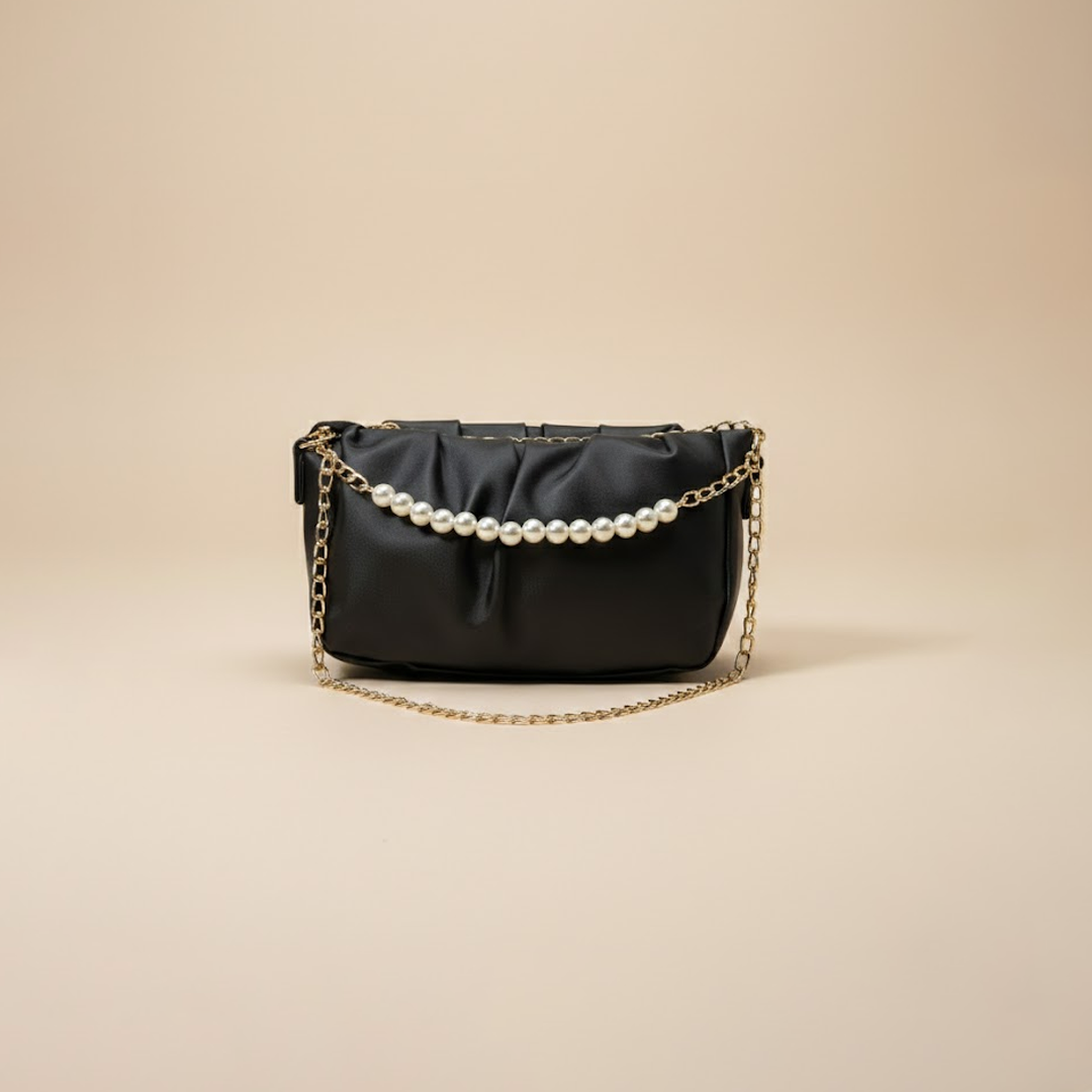 Glamorous Brown Pearl-Chain  Clutch 012