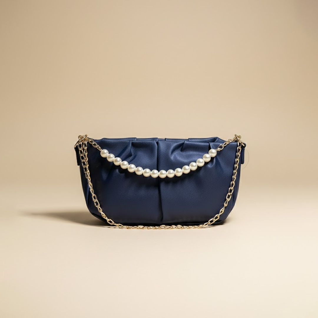 Glamorous Navy blue Pearl-Chain  Clutch 013