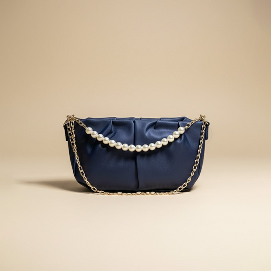 Glamorous Navy blue Pearl-Chain  Clutch 013